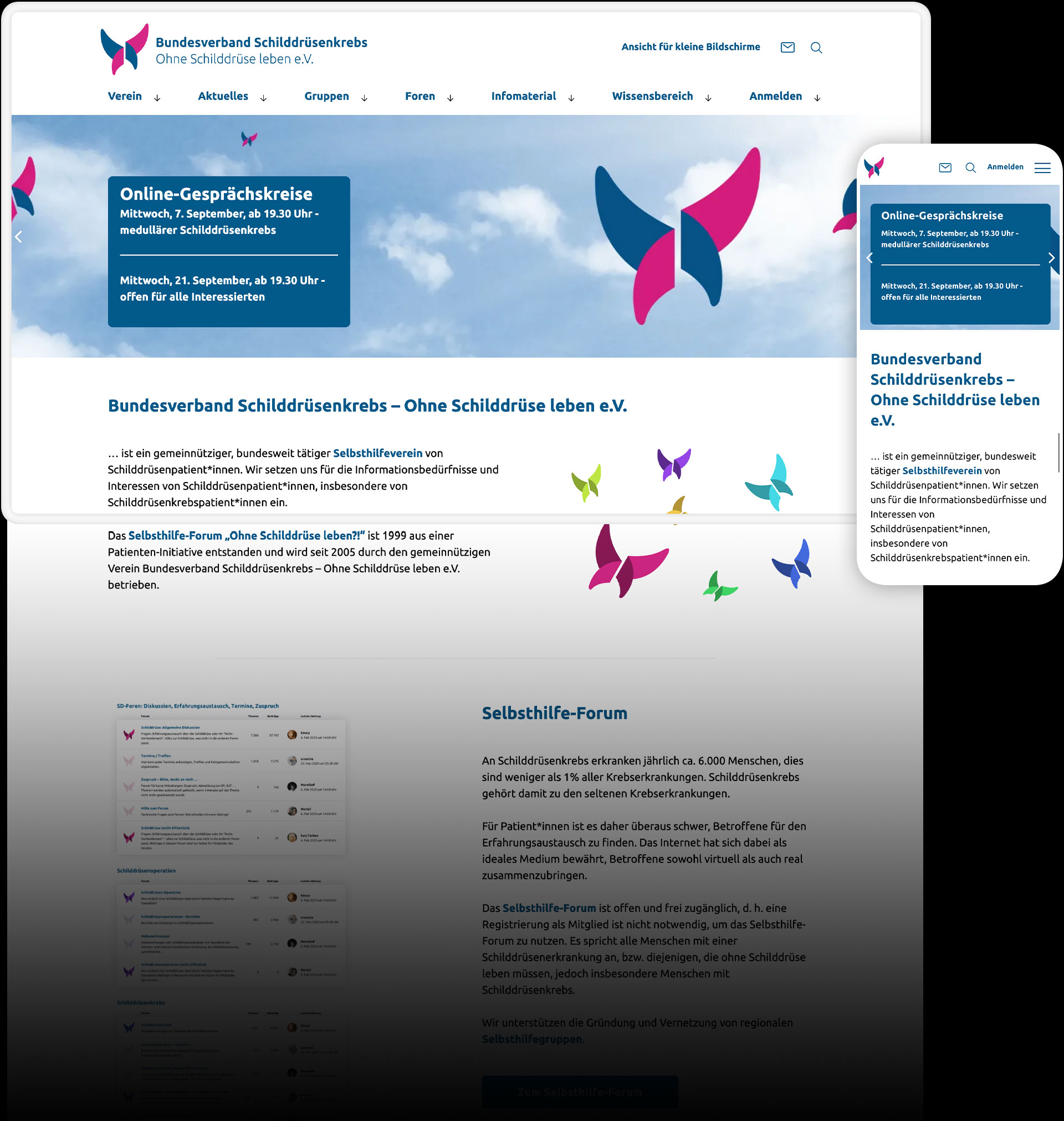 Startseite der Website von SD-Krebs auf Desktop und Smartphone