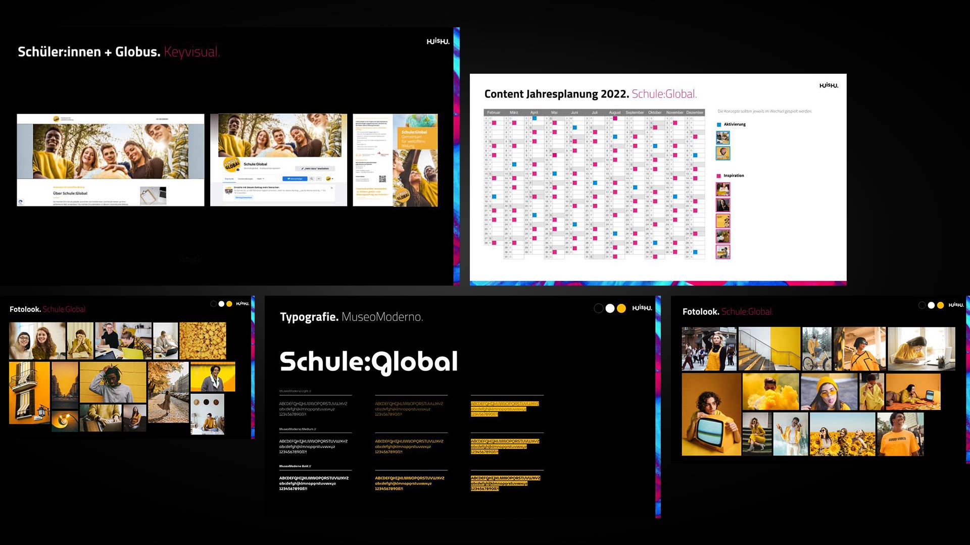 Übersicht verschiedener Gestaltungs- und Mediaplanungsvorgaben für die Social Media Postings von Schule:Global