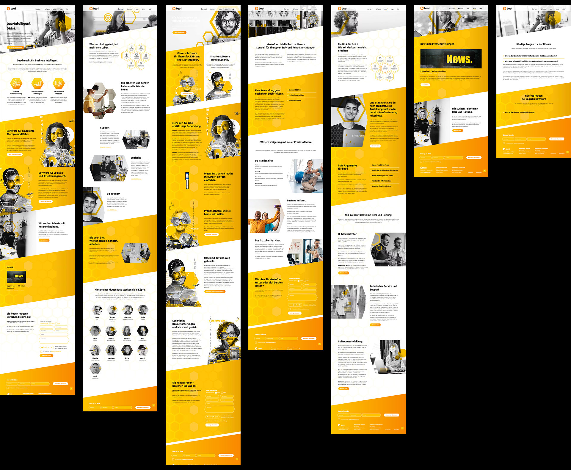 Übersicht der Unterseiten der Website bee-i.de
