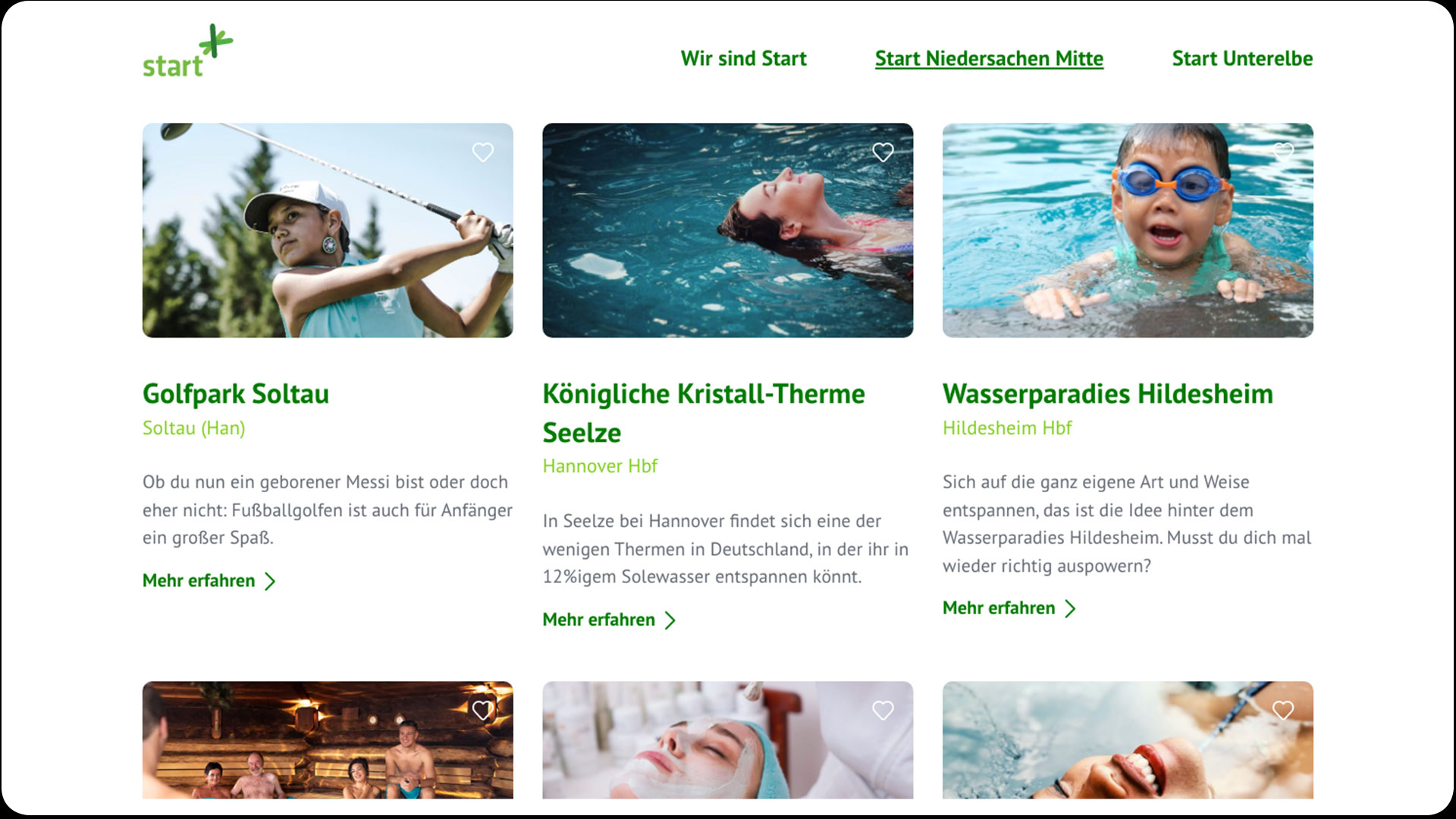 Vorschau einiger Beiträge auf www.erlebe-start.de