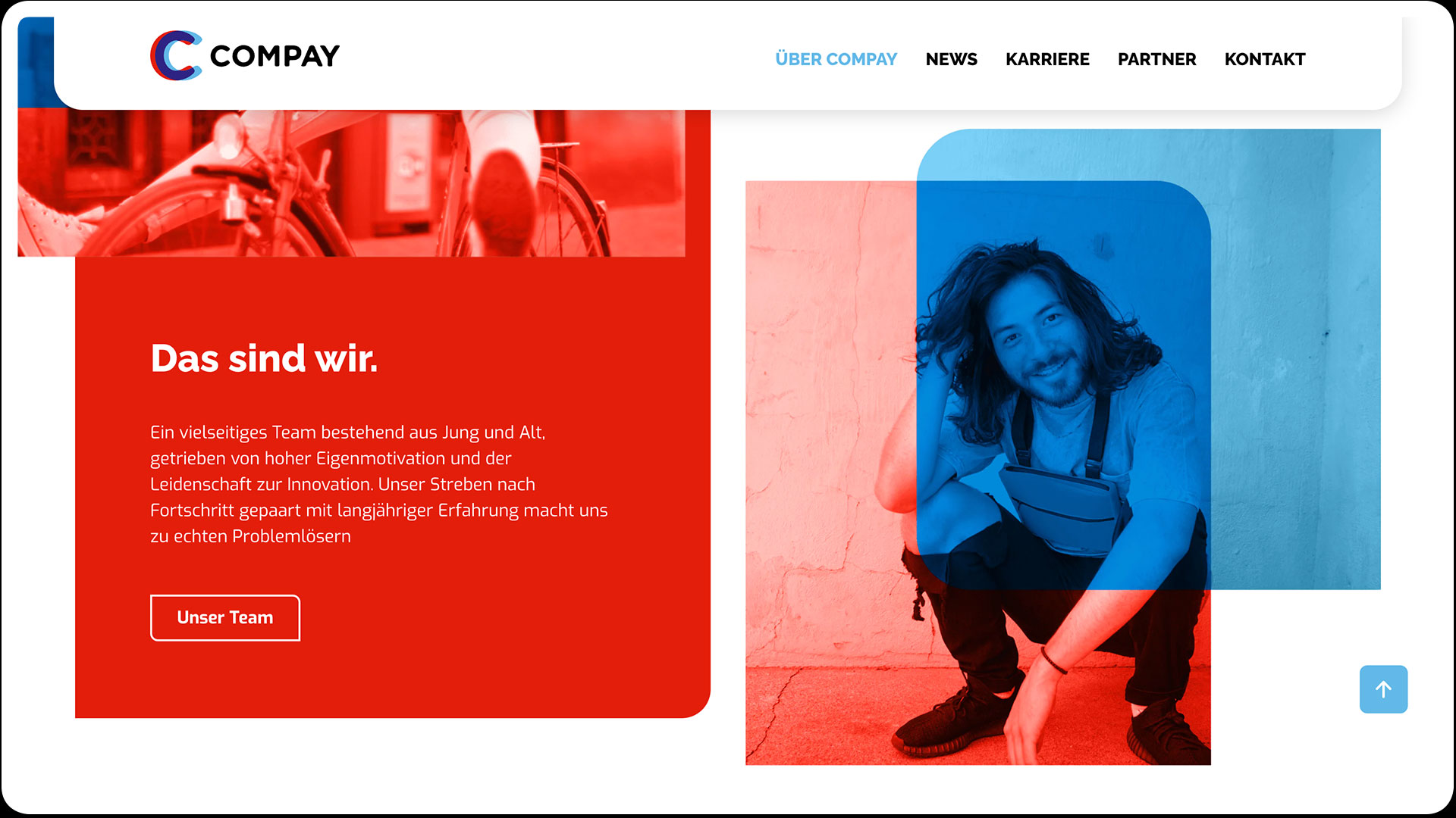 Ausschnitt der Compay-Website, Bereich „Das sind wir“